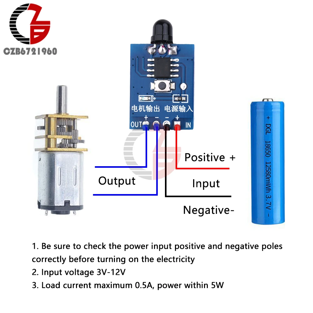 DC3-12V PWM Motor Speed Controller Miniature Wireless Remote Control Adjustable Speed Regulation Forward Reverse DC Motor Driver