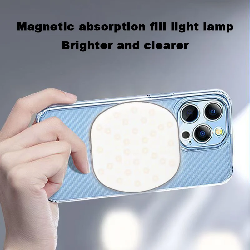 Mini Magnetic Phone Selfie Fill Lights 1800mAh Rechargeable Rotatable 3 Color Modes Adjustable Brightness Photography LED Light