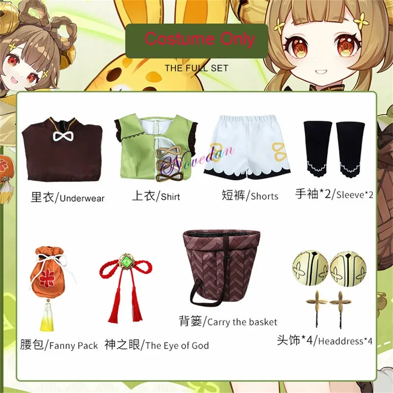 

2025 11 YaoYao Cosplay Women Kids Anime Lolita Dress Lovely Uniform Yao Wig Shoes Halloween Costume Full Set