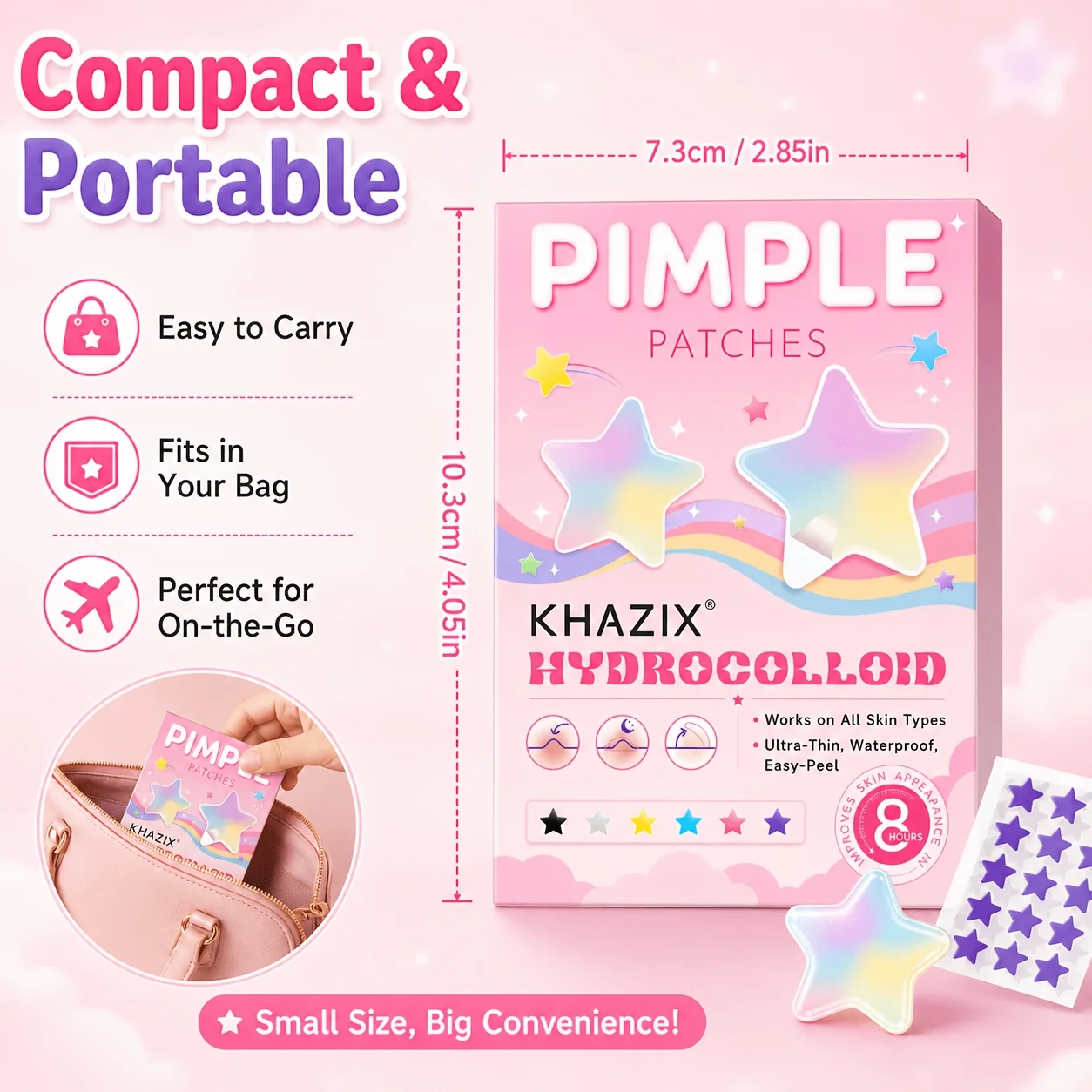 280 pegatinas - Pegatinas coloridas con forma de estrella para espinillas - Pegatinas de hidrogel anti-espinillas - Pegatinas invisibles anti-espinillas - Absorben y reparan