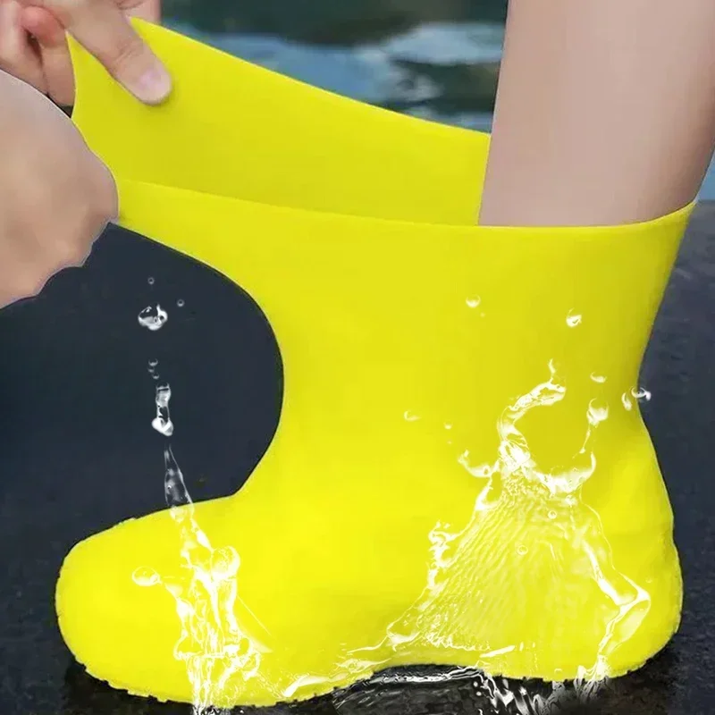 Reusable Thicken ซิลิโคนกันน้ํารองเท้าลื่นสวมใส่รองเท้าผ้าใบ Rain BOOT COVER Protector สําหรับ Rainy Day Beach