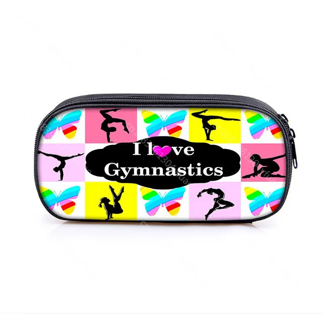 Elegant Gymnastics Art Print Cosmetic Bag Women Pencil Case Girls Stationary Bags Canvas Pencil Box Teenagers School Supplies