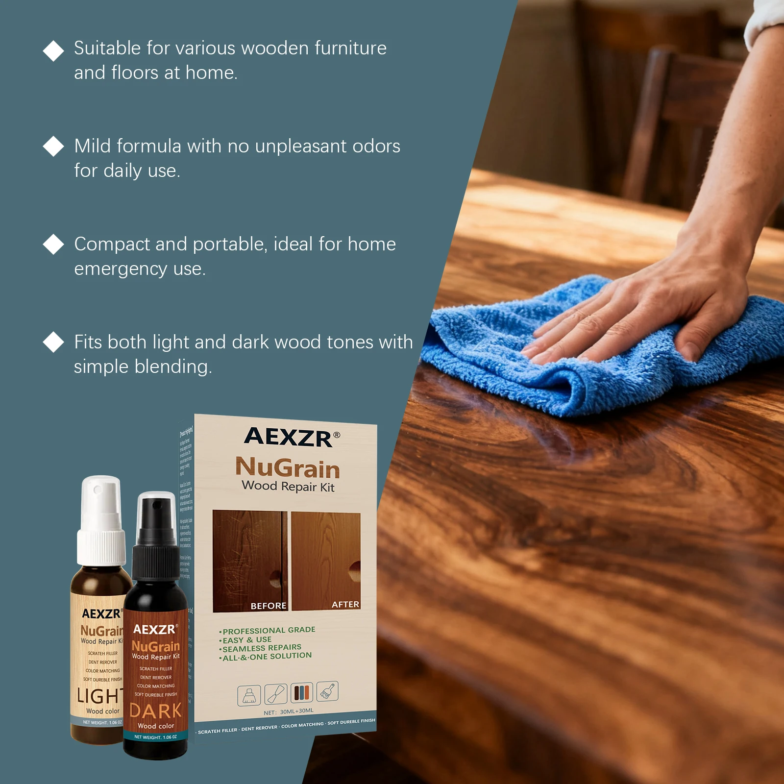 Wood Floor Scratch Repair Kit Floor Cover for Scratches Restore & Refinish Wood Spray Hides Minor Defects DIY Furniture Care