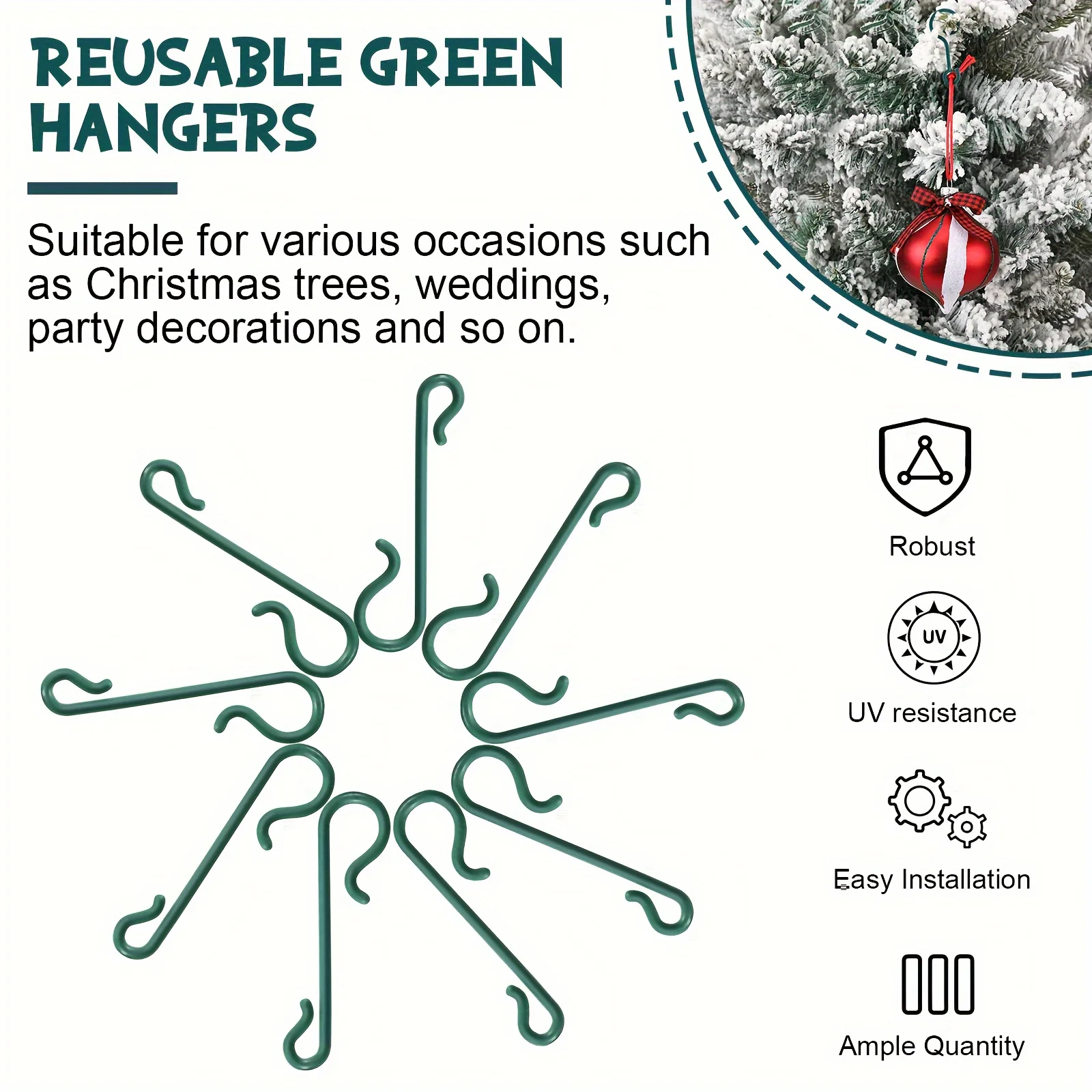 10-80PCS Durable Plastic Christmas Ornament Hooks Reusable Hanging Hooks for Xmas Tree Baubles Lights Garlands Decorations