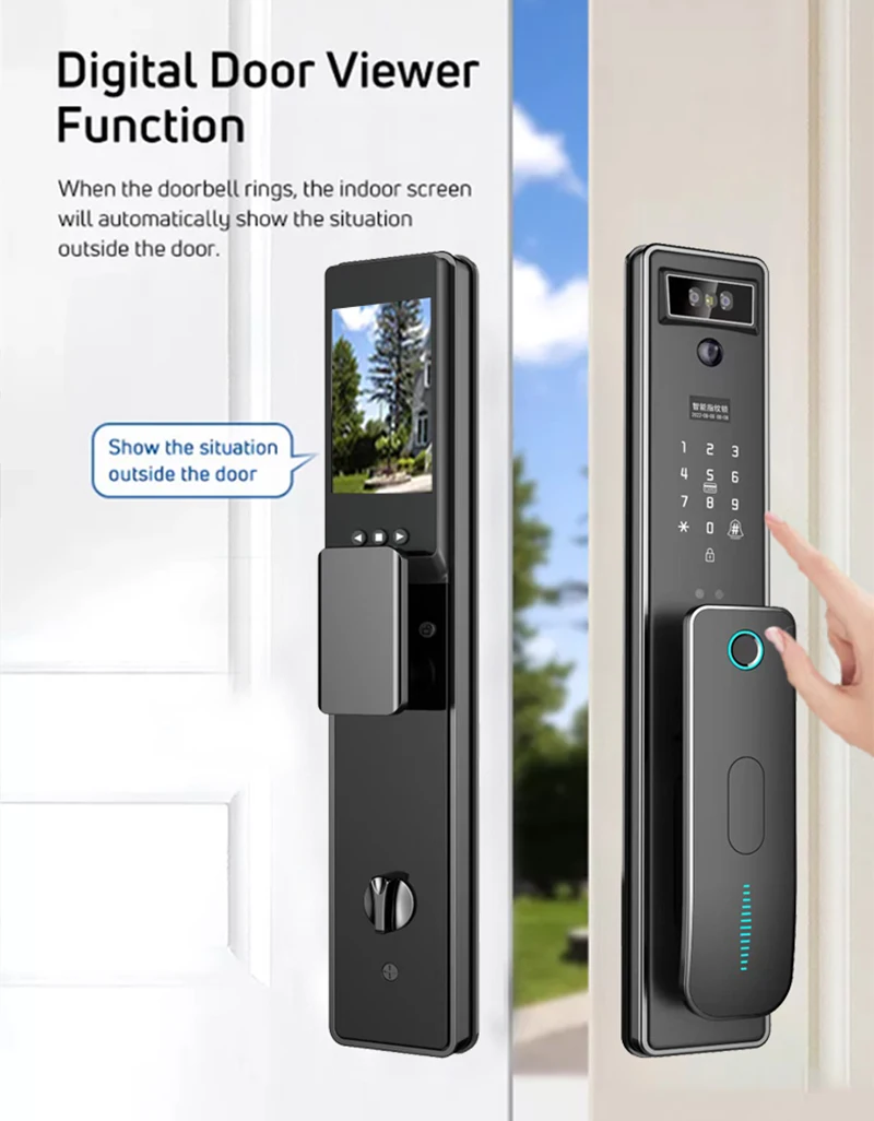 Tuya Wifi Smart Door Lock 3D Face Recognition Electronic Automation Smart Lock With Password IC Card Key Unlock Way