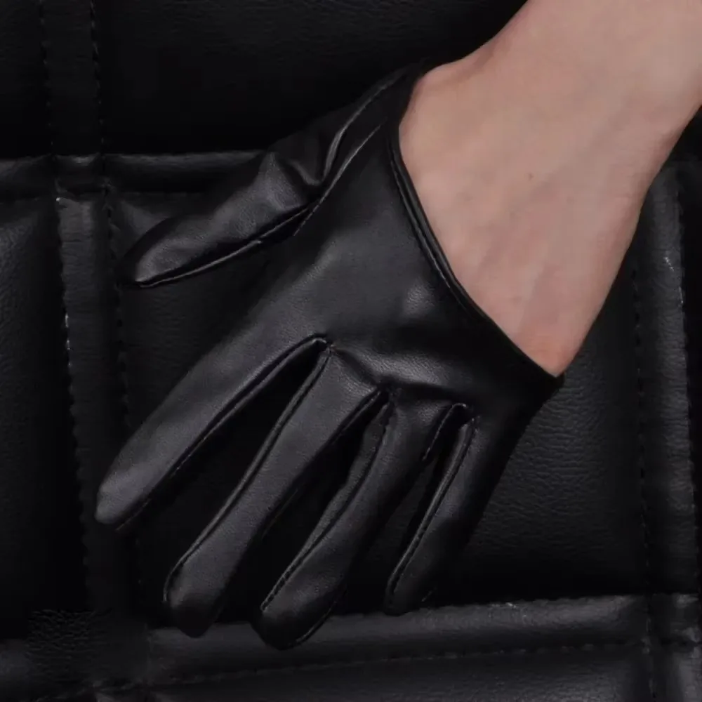 Personality Fingerless Half-palm Gloves Solid Color PU Leather Five Finger Mittens Hip Pop Gothic Patent Leather Gloves Girls