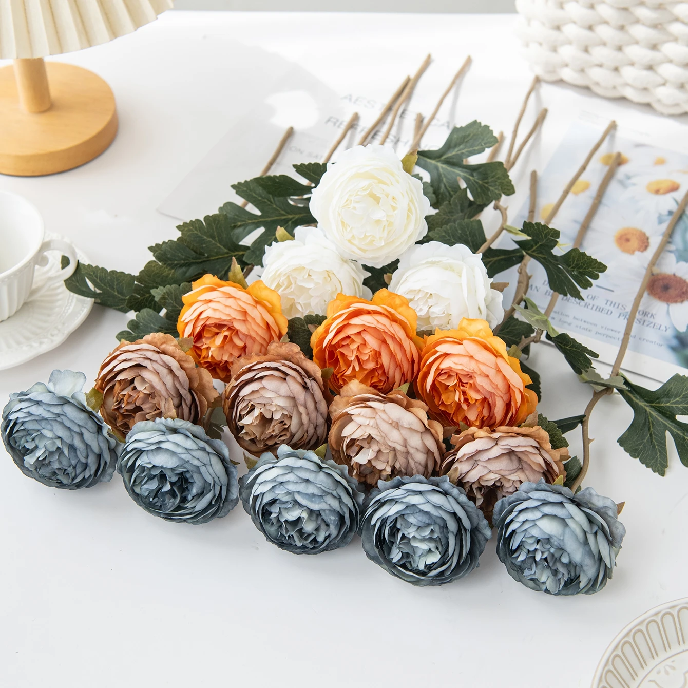 10 Stück Künstliche Blumen im Europäischen Stil, Lotus, für Zuhause, Hochzeit, Kranz, Kunstpflanzen, Vase, Halloween, Herbstdekoration, Geschenkzubehör – Detail 6