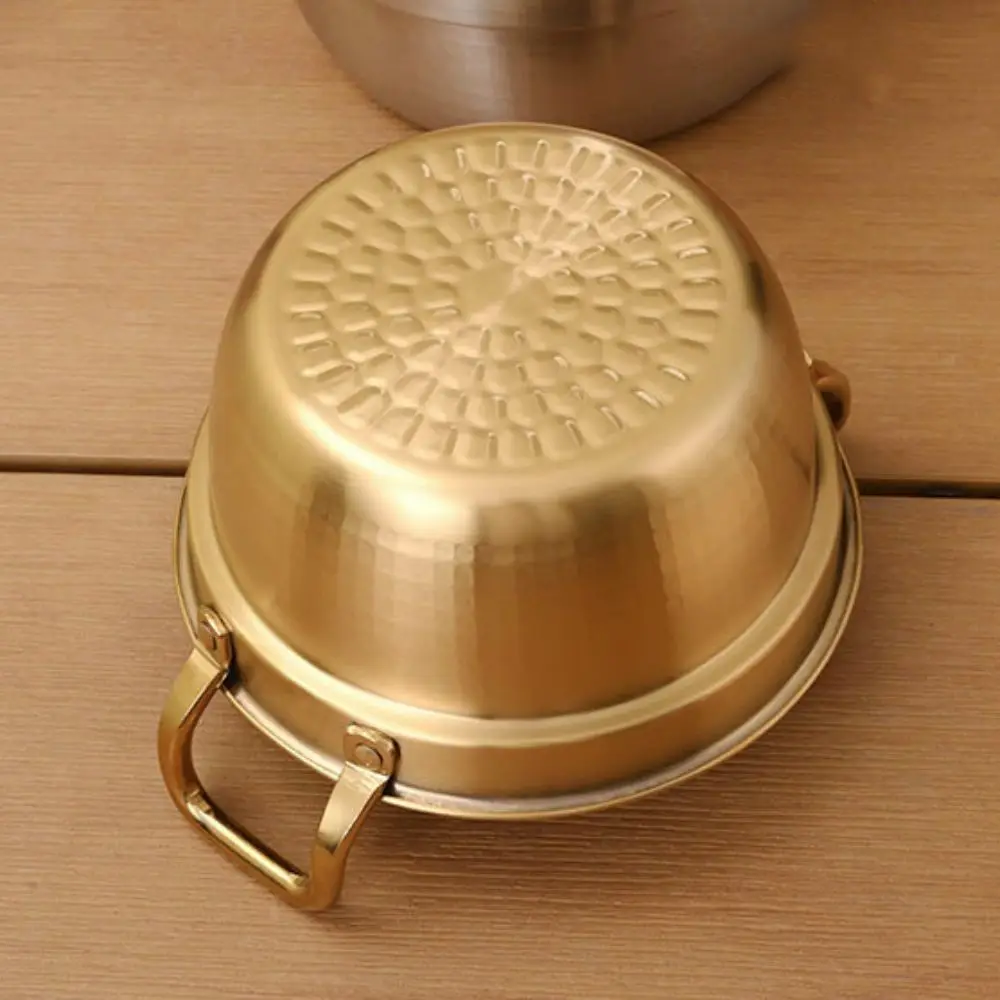 

Kitchen Tableware Stainless Steel Korean Ramen Pot Gold/Silver Double Handle Soup Pot Rust-proof Durable Milk Pot Cuisine