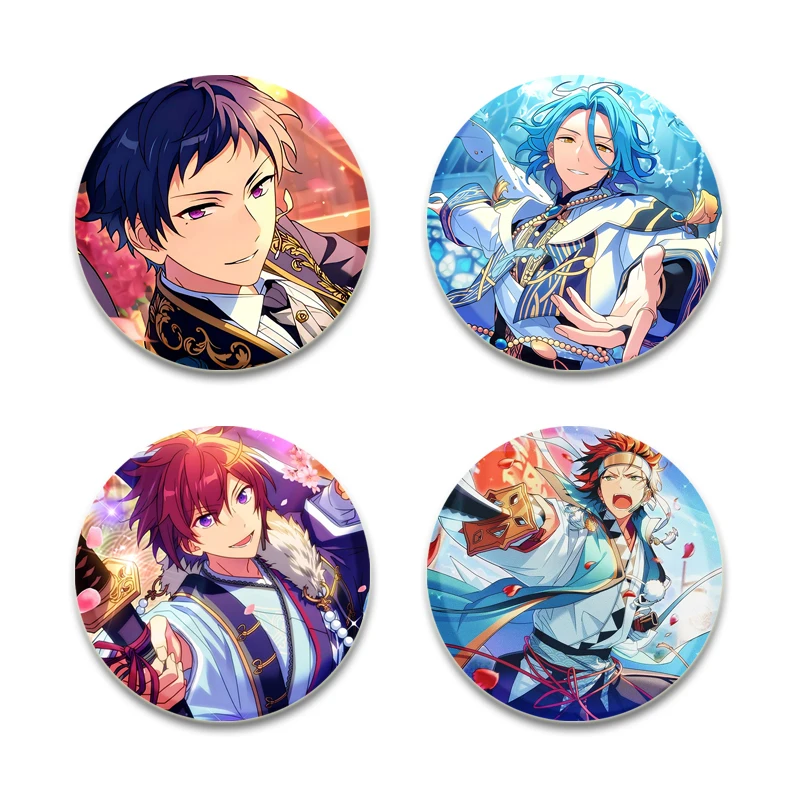 Anime Collection Ensemble Stars Tinplate Pin Round Cartoon Snap-in Brooches for Backpack Accessories Badge Handmade Decoration