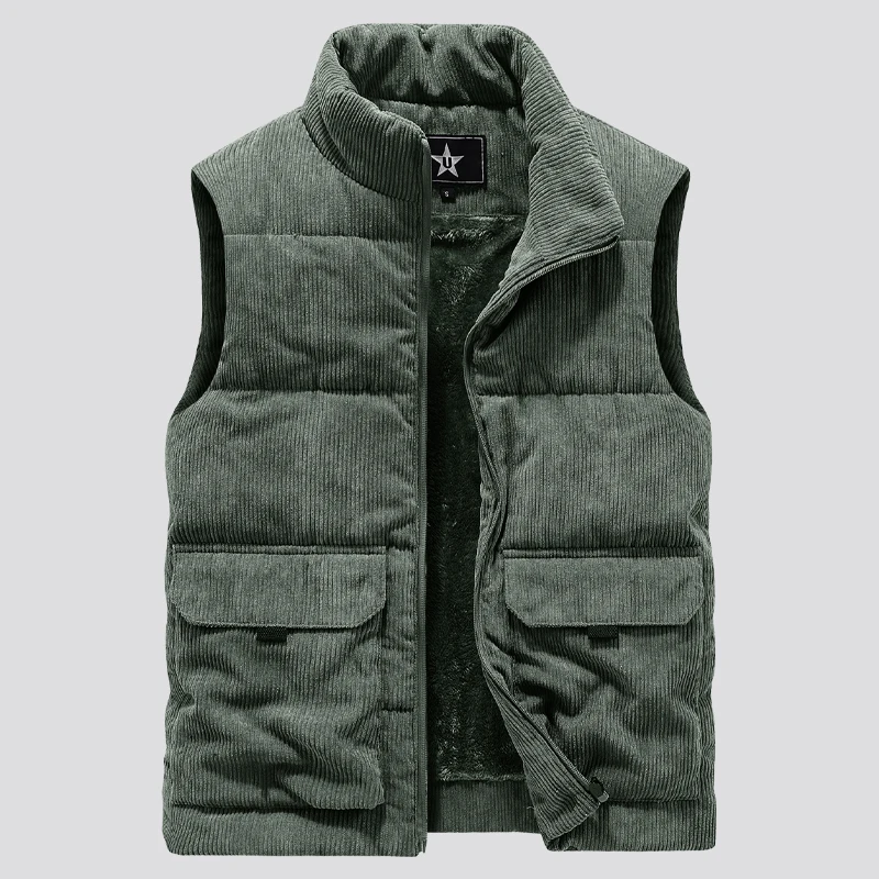 NONE Gilet Homme en Polaire Vert Armée 5