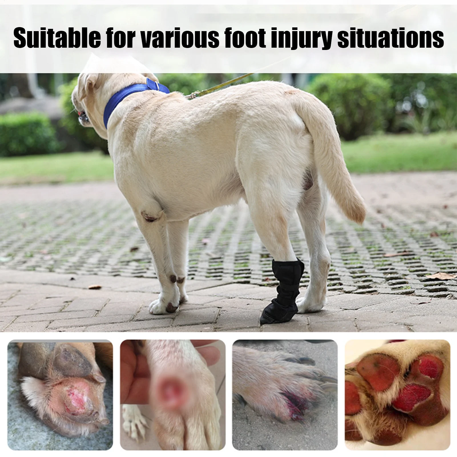Hunde-Wund-Recovery-Stiefel, verstellbare Hundestiefel für verletzte Pfoten, wasserdichte, rutschfeste Sohle, Hundefüße, deckt atmungsaktive Hundestiefel ab
