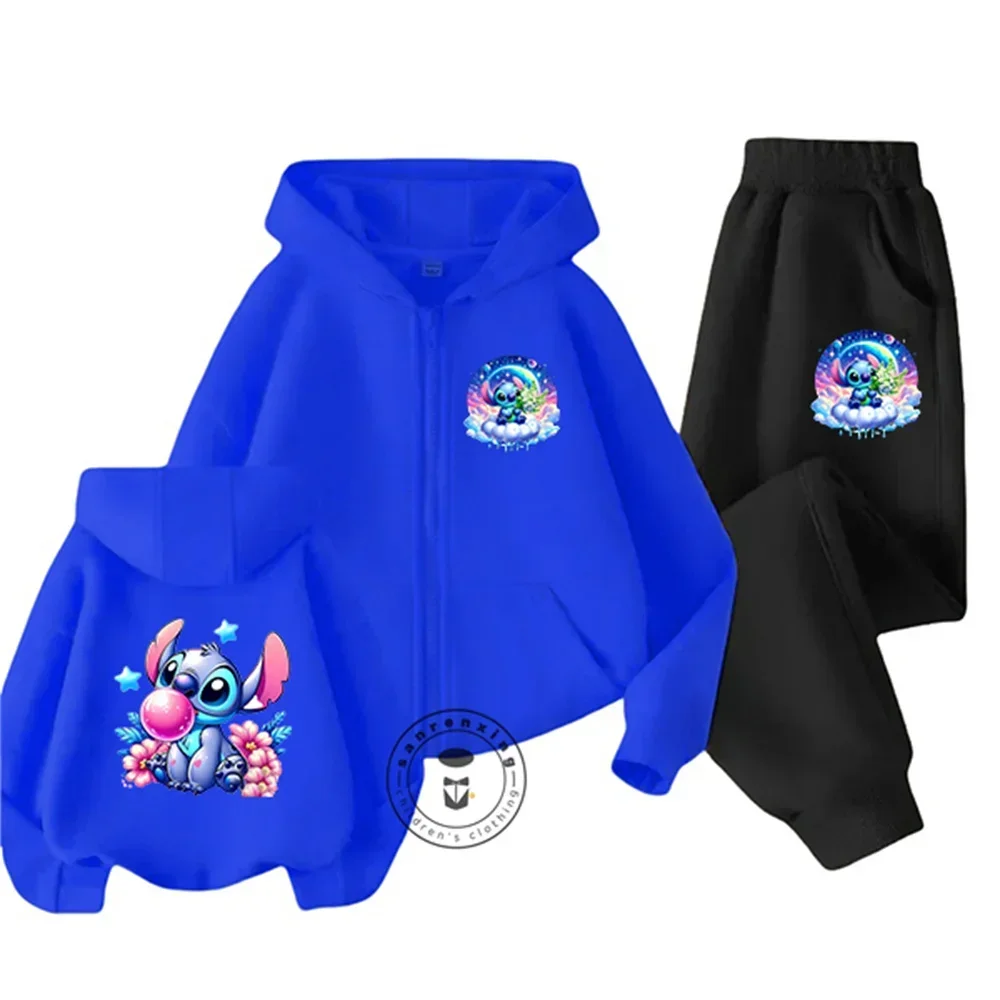 

Stitch Zipper Hoodie Set Children's Fashion Casual Boys and Girls Printed Sweatshirt 2-Piece Sportswear Children's