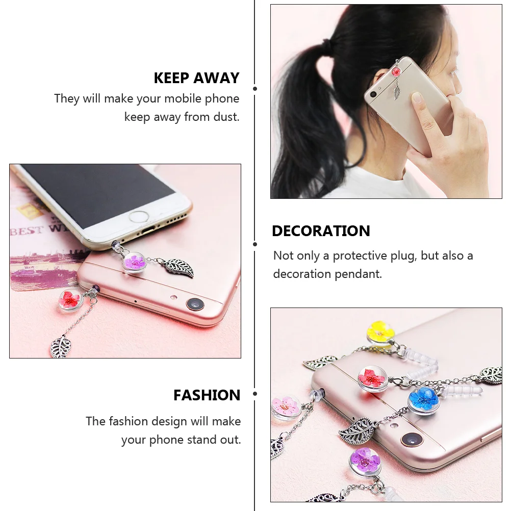 2 Pcs Mobile Dust Plugs Phone Charm Earphone Jack Headphone Stand Alloy Decor Stopper Pendant