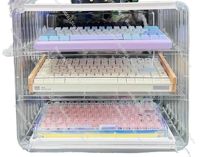 Transparent Acrylic Keyboard Storage Box, Desktop Display Stand for Mechanical Bluetooth, Keycap Organizer