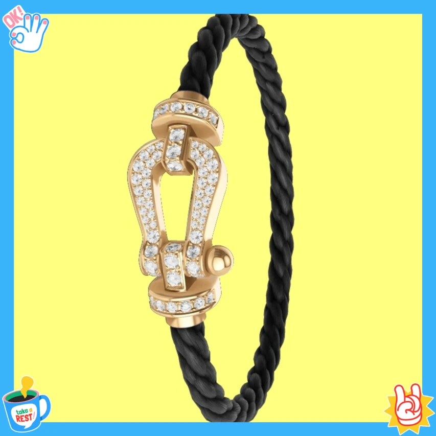 

brez New 925 Silver Black White Nylon Size L Double row Zircon Bracelet Female Daily Wear Party Gifts Luxurious Couple Jewelry