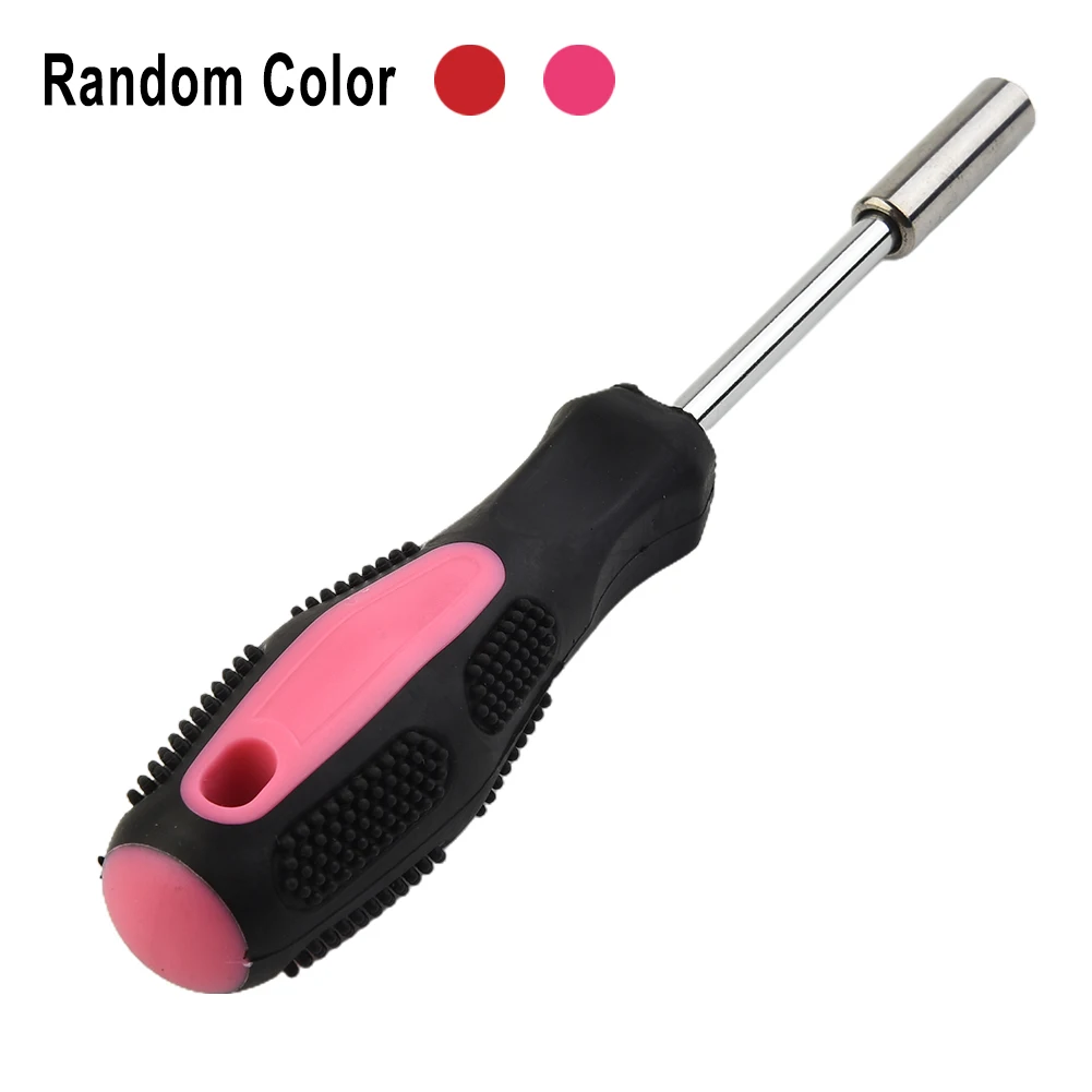 1pc Bit Handle Red Magnetic Bit Holder Screwdriver Spinner Handle 1/4 Inch (6.35mm) Hex Drive For Slotted Hex Torx Phillips Bit