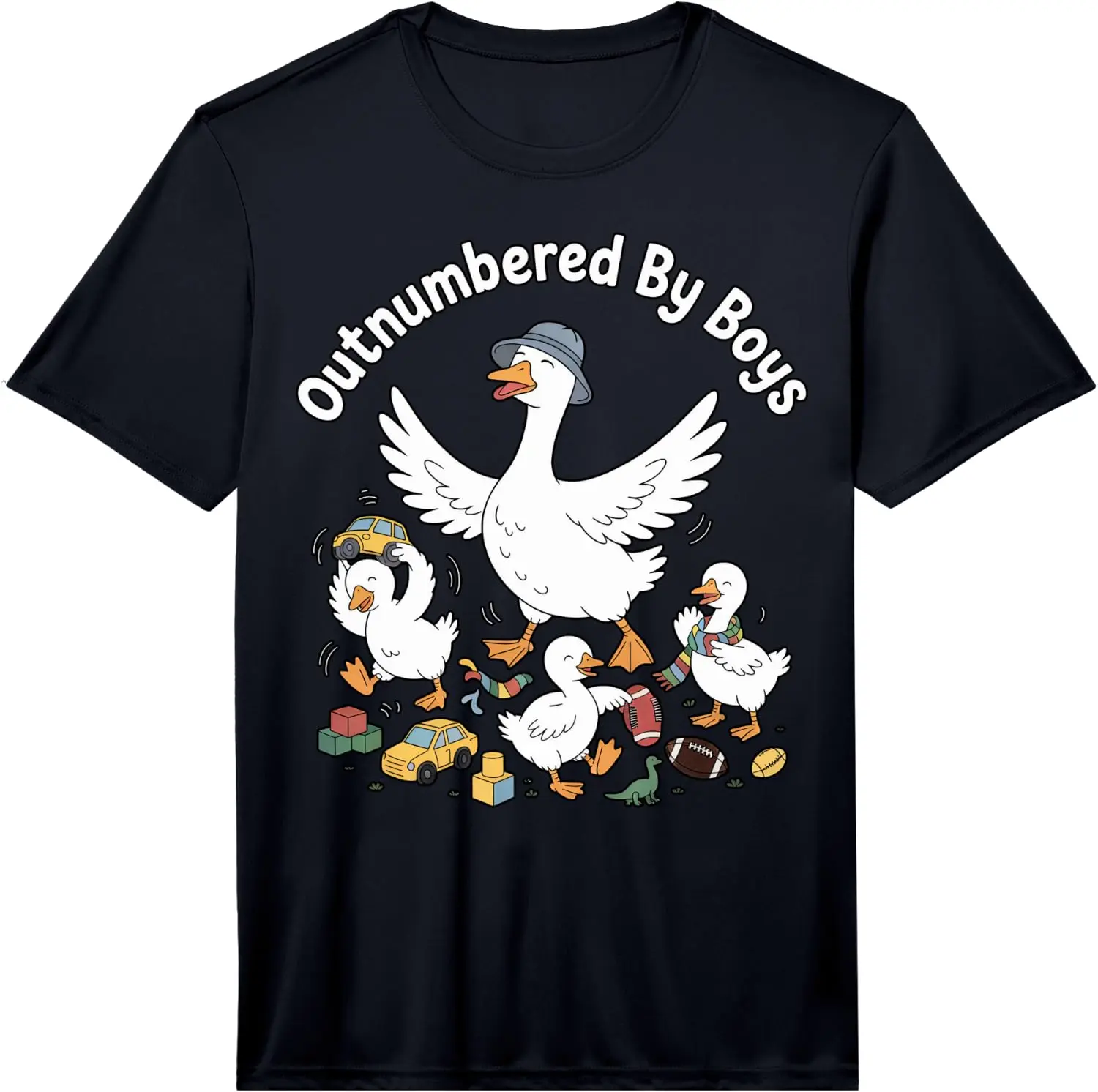 Mens Outnumbered By Boys Funny Mom Goose Mama Mother Performance T-Shirt 100% Cotton Trendy Y2K Short-Sleeve Tee – Soft,