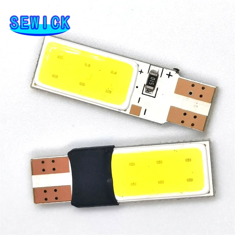 

200 шт., 12 В постоянного тока, T10, W5W, цвет яркий белый, 12 SMD 6000K-8000K COB, боковая лампа, лампочка с клиновидным цоколем, низкая мощность и энергосбережение