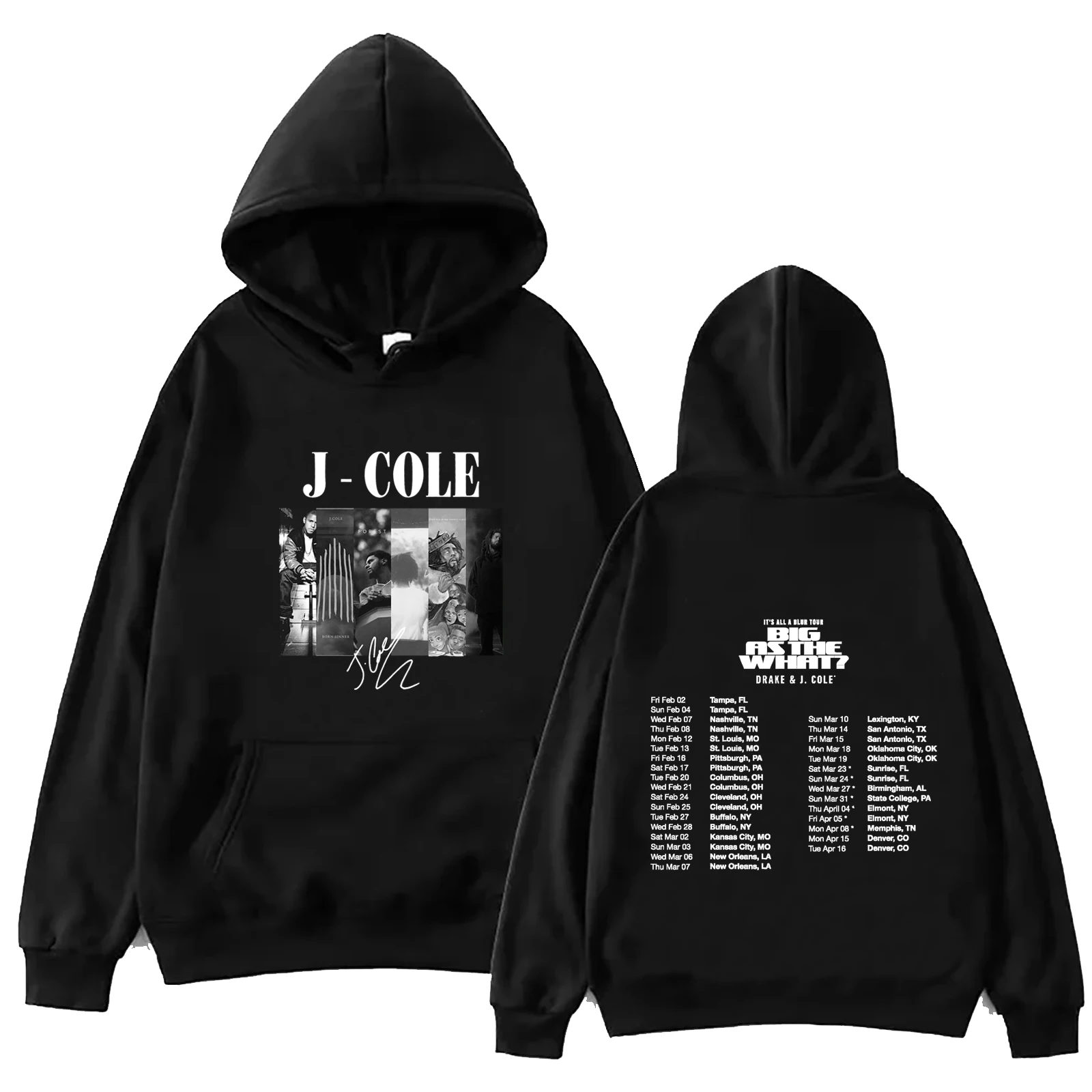 

J Cole Tour 2024 Hoodie Tops Long Sleeve Sweatshirt Regular Music Fans Gift Spring and Summer Printing Casual