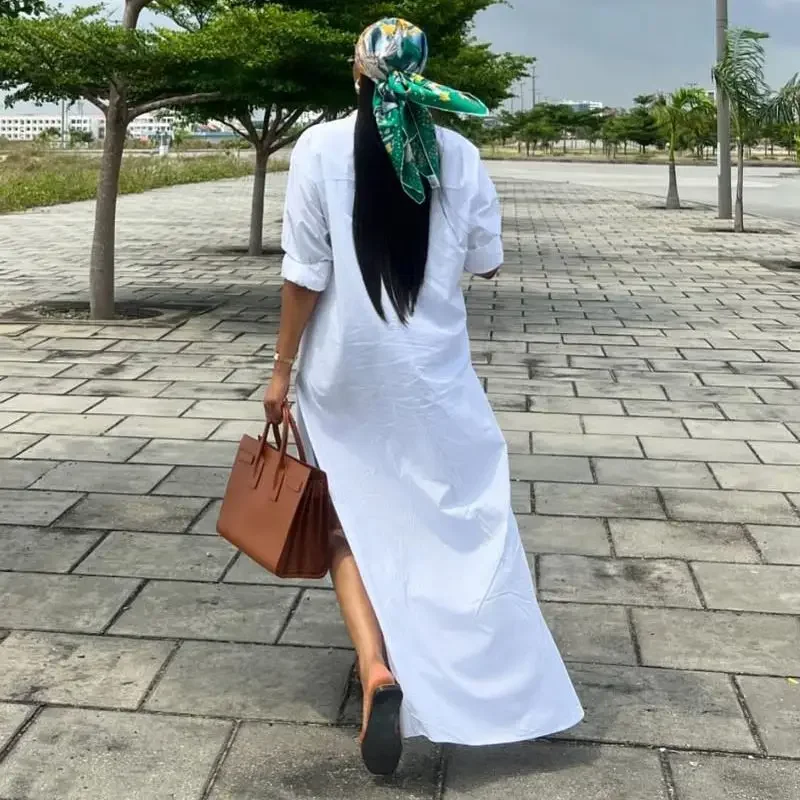 2023 Nieuwe zomer casual en modieuze losse shirt lange jurk voor dames, jurk met lange mouwen voor dames