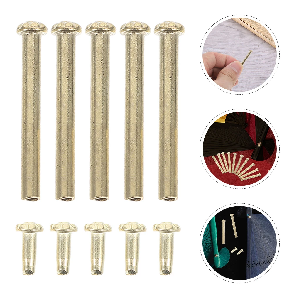 

10Sets Durable Folding Fan Rivets Hand Fan Shaft Replacement Repair Accessories Fastening Parts Kit Threaded Folding Rivets