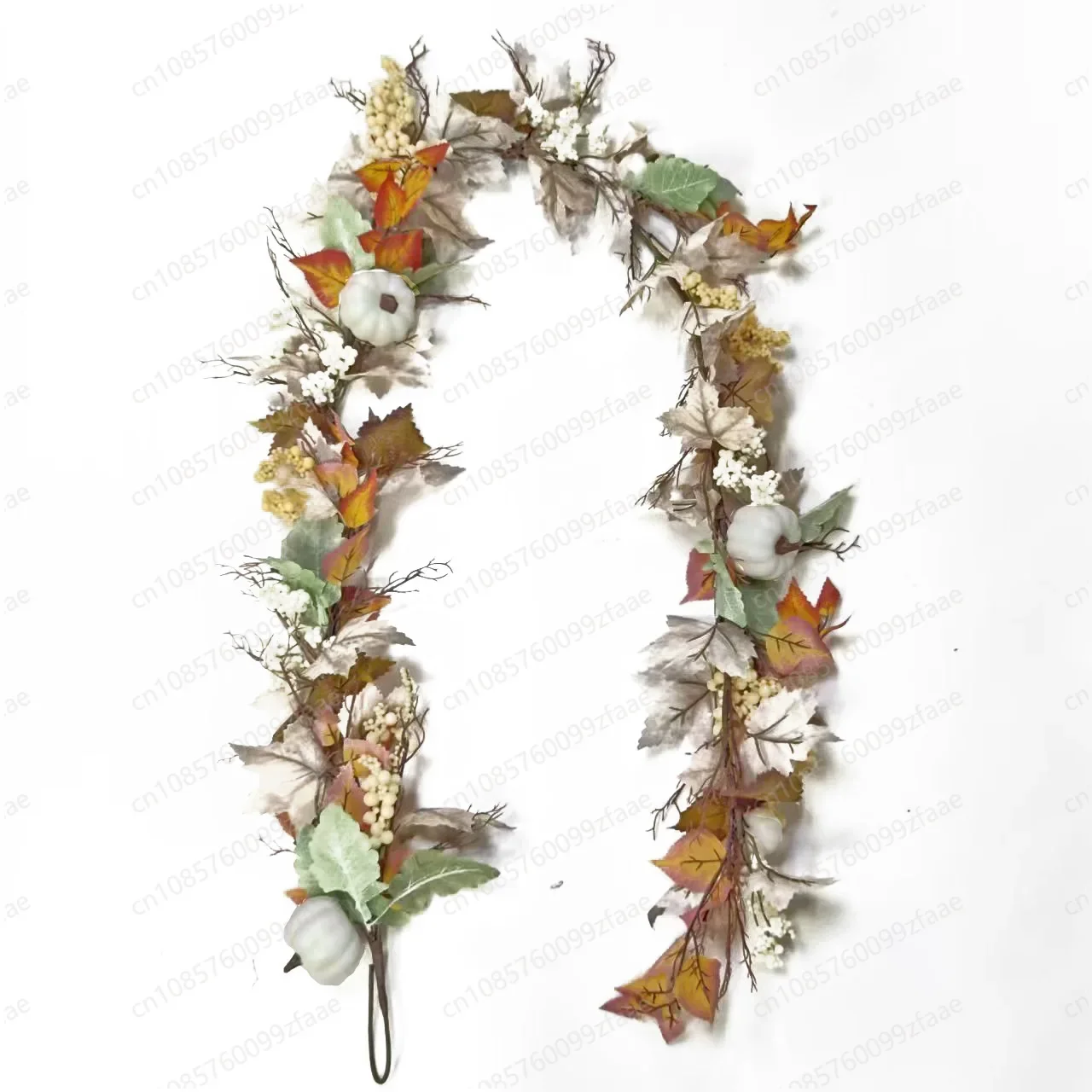 Autumn White Maple Leaf Rattan 1.8m Harvest Festival Thanksgiving Halloween Farmhouse White Pumpkin Rattan