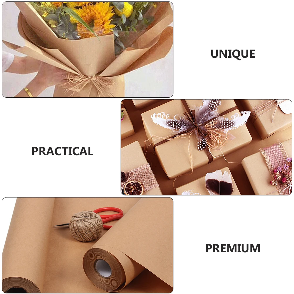 1 Roll Premium Kraft Paper Roll Smooth For Gift Wrapping Flower Packing Handicraft Diy Craft Bouquet Decor Packaging Paper