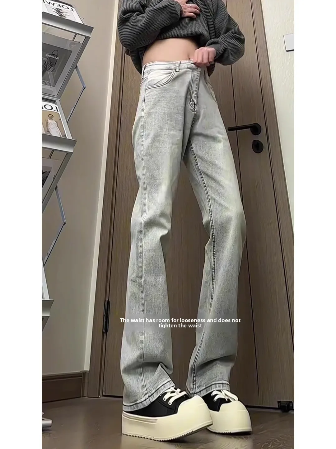 

Cleanfit e ey Knife Waed Fce Lined Men's Jeans Straight Leg High Street Sle Autumn Winter American Sle