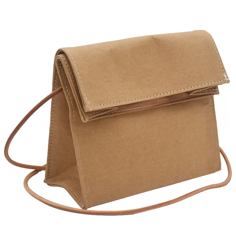 Classic Design Versatile Fashion Retro Washable Kraft Paper Shoulder Bag Women\'s Messenger Bag Mobile Phone Small Bag