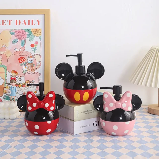 Disney Mickey Mouse Liquid Soap Bottle Ceramic Cartoon Super Large Capacity  Shampoo Hand Sanitizer Body Wash Lotion Empty Bottle