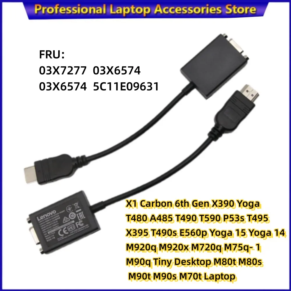 Cho X1 Carbon 6th Gen X390 Tập Yoga T480 A485 T490 T590 P53s T495 HD HDMI Sang VGA Dongle Cáp FRU 03X7277 03X6574 5C11E09631