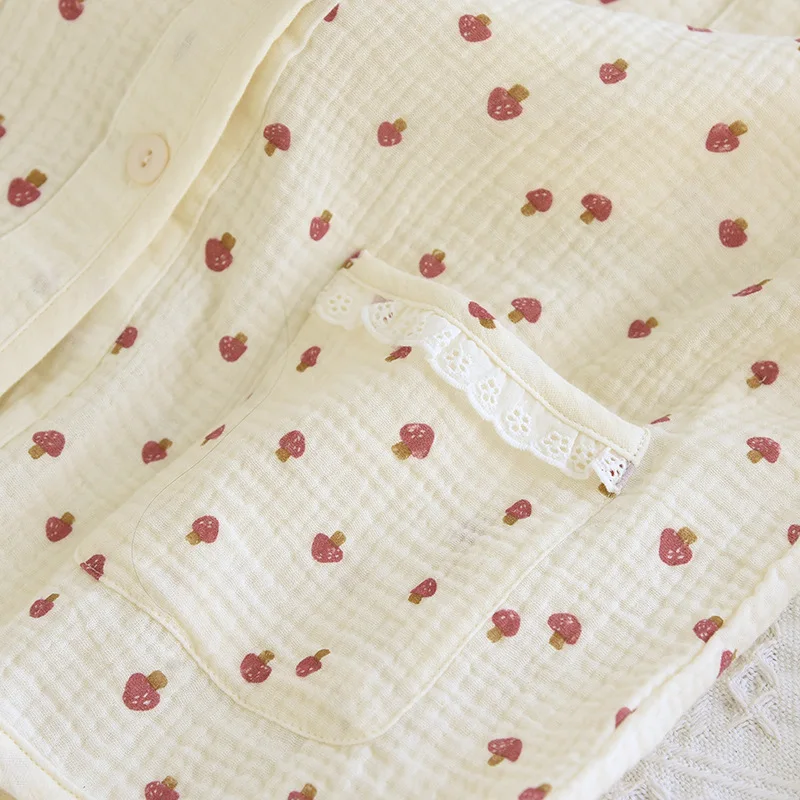 Baumwolle Cardigan V-Ausschnitt Nachtwäsche Kleidung für Frauen Frühling und Herbst lang ärmel ige lange Hosen Frauen Pyjama Home Anzug – Detail 10