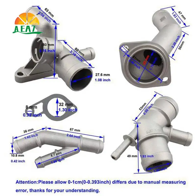 

AEA7-4PCS Aluminium 1.8T Engine Cooling Coolant Hose Connector Supercharger Pipe For Jetta Golf MK4 Bettle A3 S3 TT Seat
