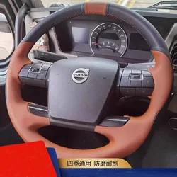 For Volvo FM FH FE FH16 big truck Hand-Stitched non-slip Genuine Leather car Steering Wheel Cover