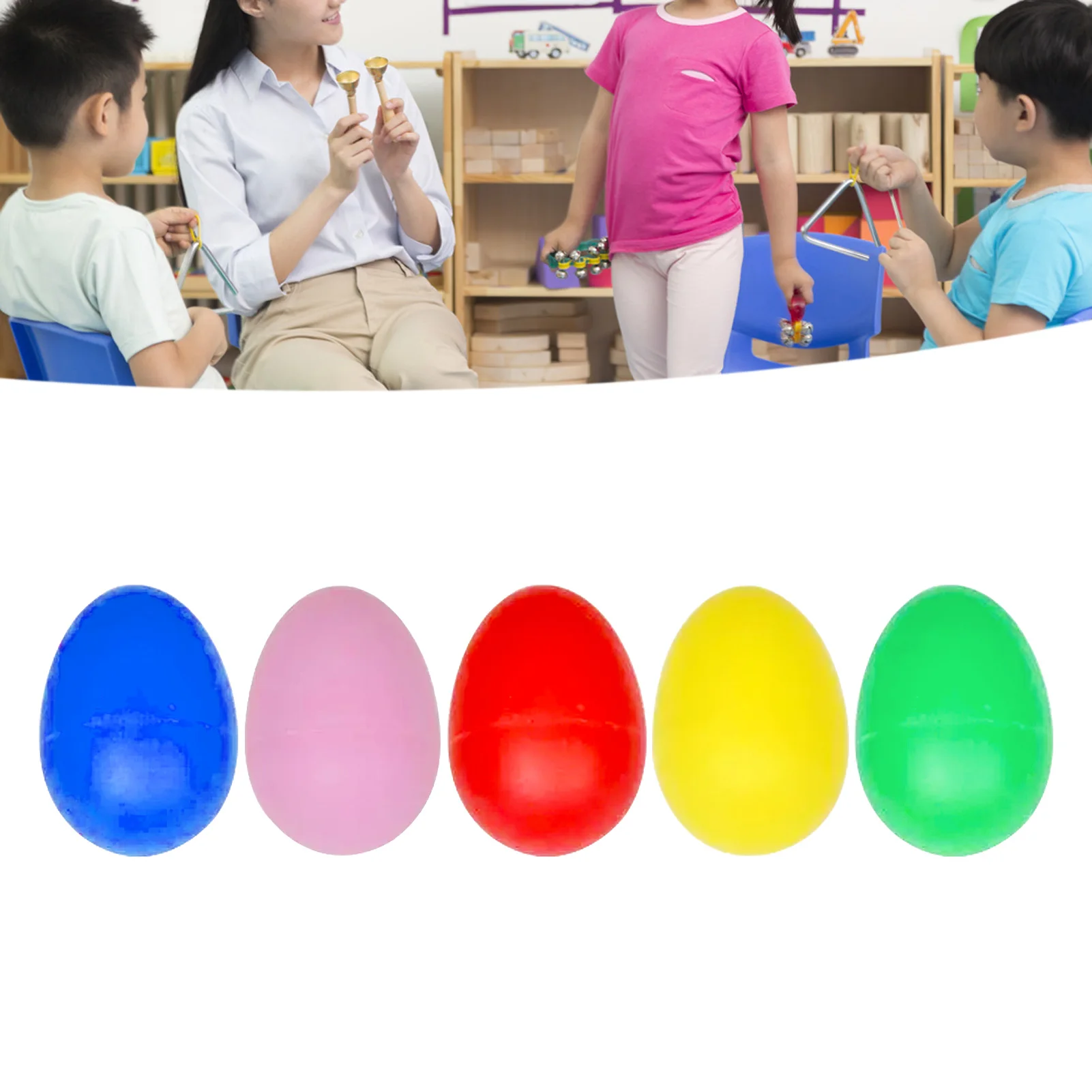 Egg Shaker Hand Percussion Shaker Plastic Egg Shaker Early Education Portable Musical Easter Egg for Kindergarten Home Travel