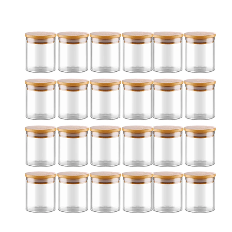 2pcs/5pcs/10pcs/12pcs/20/24pcs Transparent Glass BottlesJars Vials Terrarium with Bamboo Lids for Art Crafts Wedding Favors