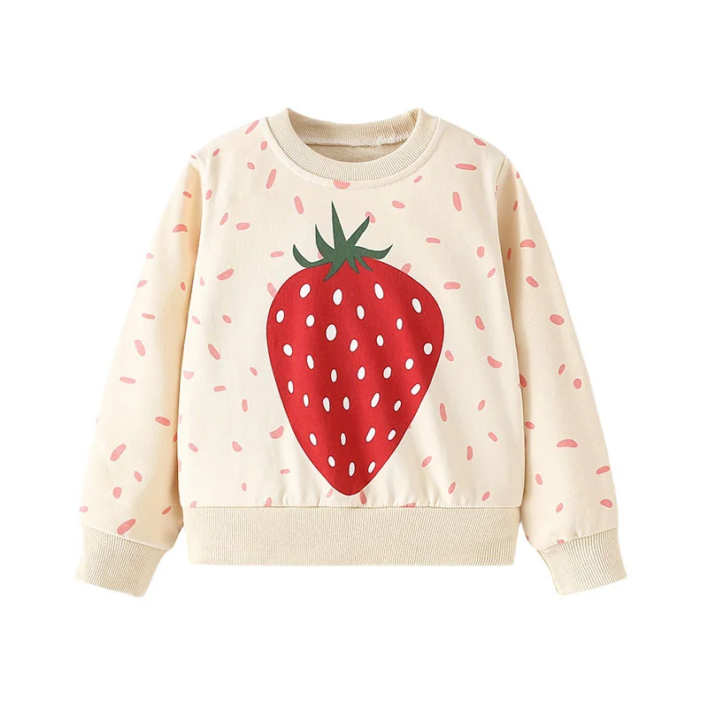 Jumping Meters 2-7T New Arrival Girls Sweatshirts For Autumn Winter Strawberry Baby Clothes Sports Shirts Toddler Wear