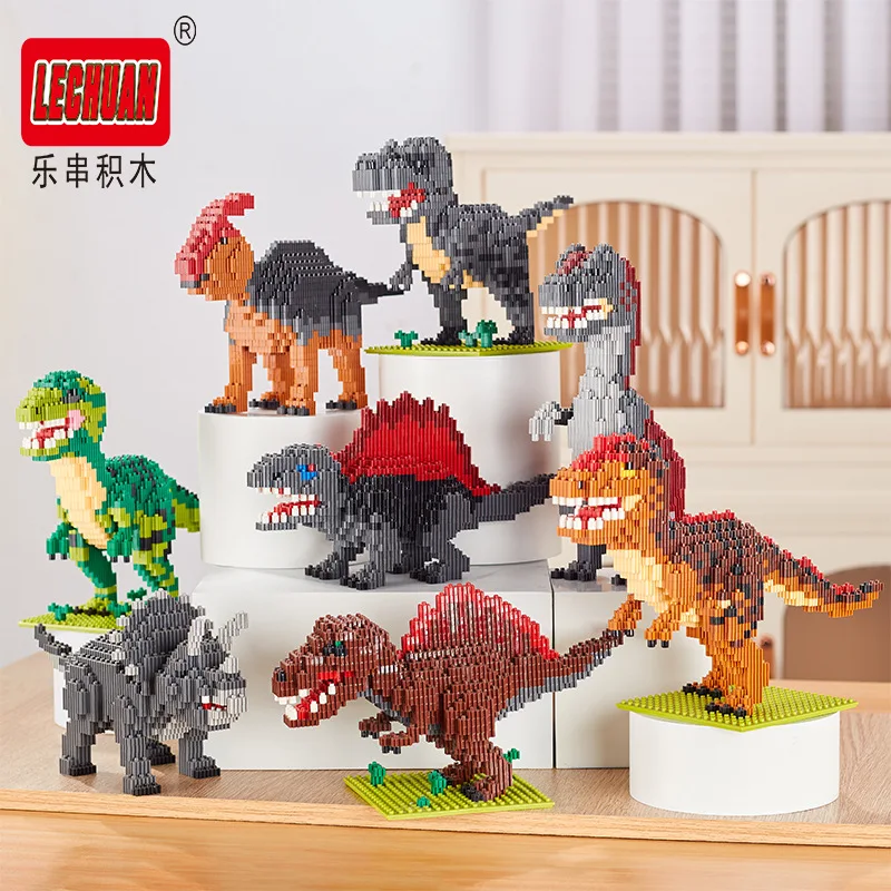 Connection Blocks DIY Dinosaur Building Bricks Micro Brinquedo Tyrannosaurus Auction Juguetes Kids Toy Boy Present Lechuan