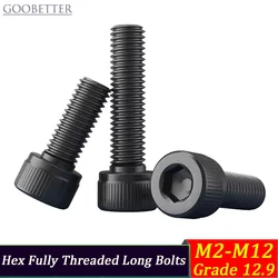 Grade 12.9 Black Oxide Hex Socket Head Cap Screws, Fully Threaded Bolts M2 M3 M4 M5 M6 M8 M10 M12, for Machinery Automotive DIY