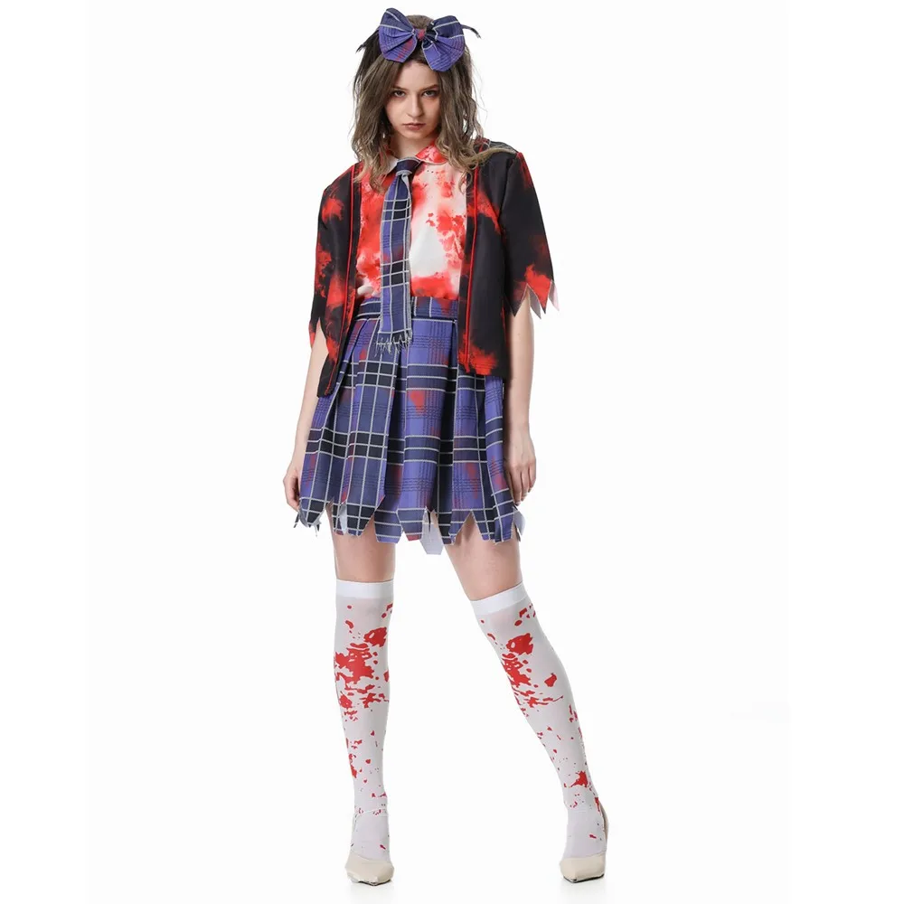 

Halloween Masquerade Scary Bloody Nurse Cosplay Costume Day of the Dead Horror Vampire Zombie Student Party Dress