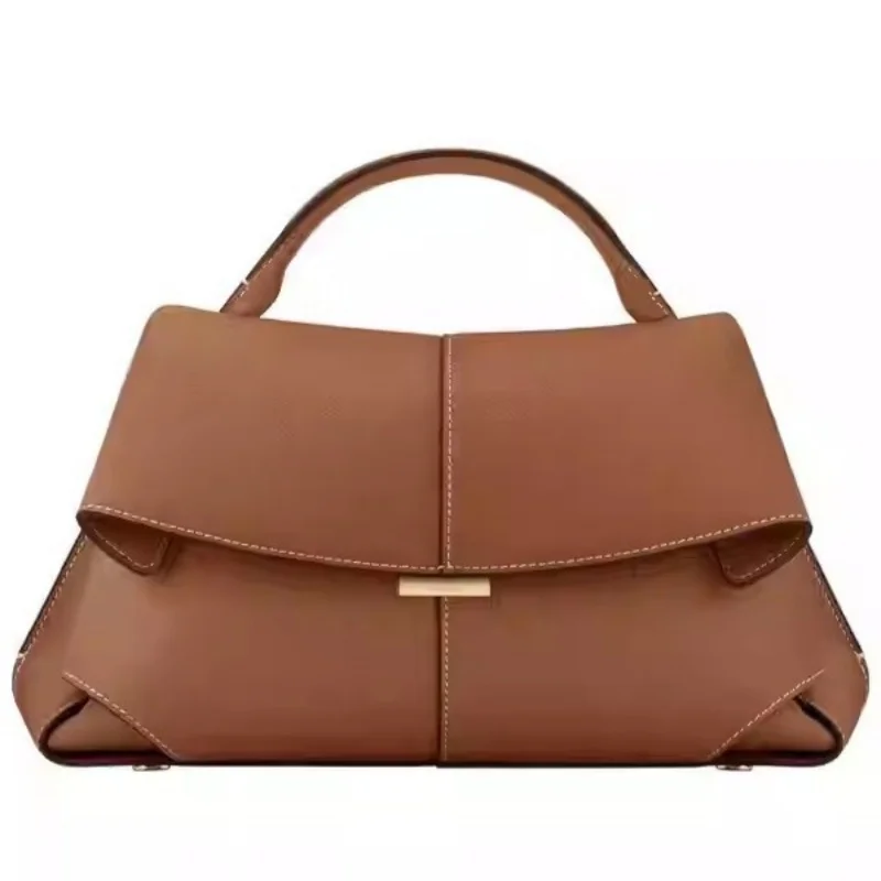 Empress Clutch Double-Layer Leather Tote Shoulder Bag Large Capacity Commuter Crossbody Bag Soft