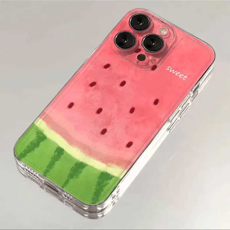 Watermelon Fruit Pattern Phone Case For iPhone 16 15 14 13 Pro Max 13 12 11 Pro X XR XS MAX 7 8 Plus Y2k Shockproof Phone Cover