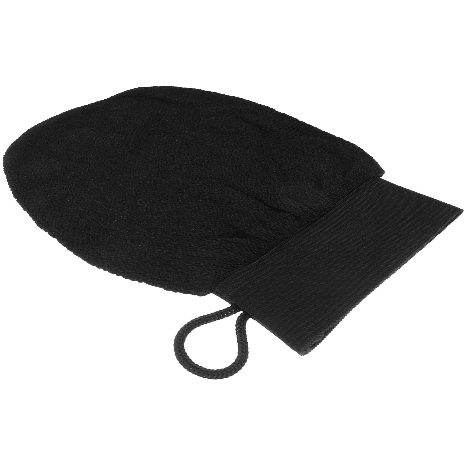 Bath Exfoliating Glove Black Viscose Soft Comfortable Elastic Band Fastening Tie for Cleansing Dead Skin Remover Body Scrub