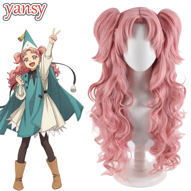 Yansywig – perruques synthétiques pour Cosplay Tetia, chapeau de sorcière, Atelier Tetia, Halloween, 86cm, perruque queue de cheval rose ondulée, résistante à la chaleur