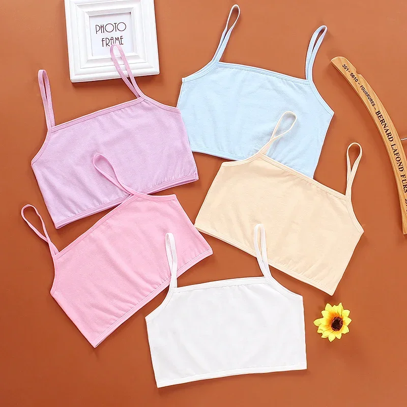 4pcs Baby Girls Solid Color Underwear Sport Wireless Small Training Puberty Bras Baby Girls Bra Undergarment Clothes