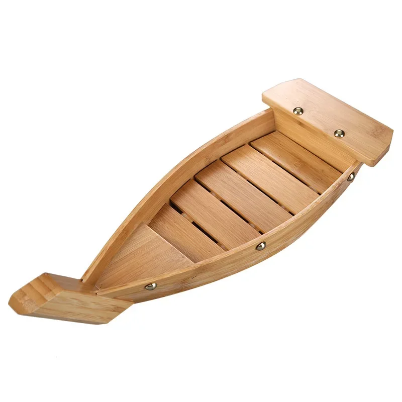 1PCS Bamboo Sushi Boats Japanese Cooking Tools Sashimi Assorted Decor Handmade Wooden Boat Model Food Storage Sushi Trays