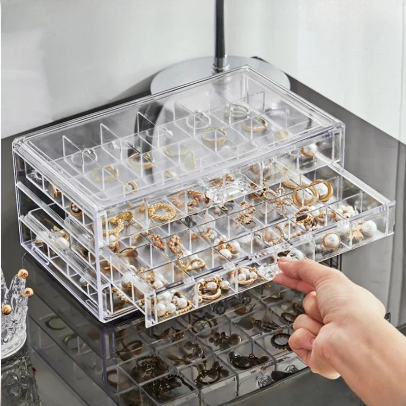 Drawer Organizer Style Transparent Jewelry Large Capacity Ring Earring Necklace Acrylic Jewelry Sorting Box Jewelry Watch Boxes