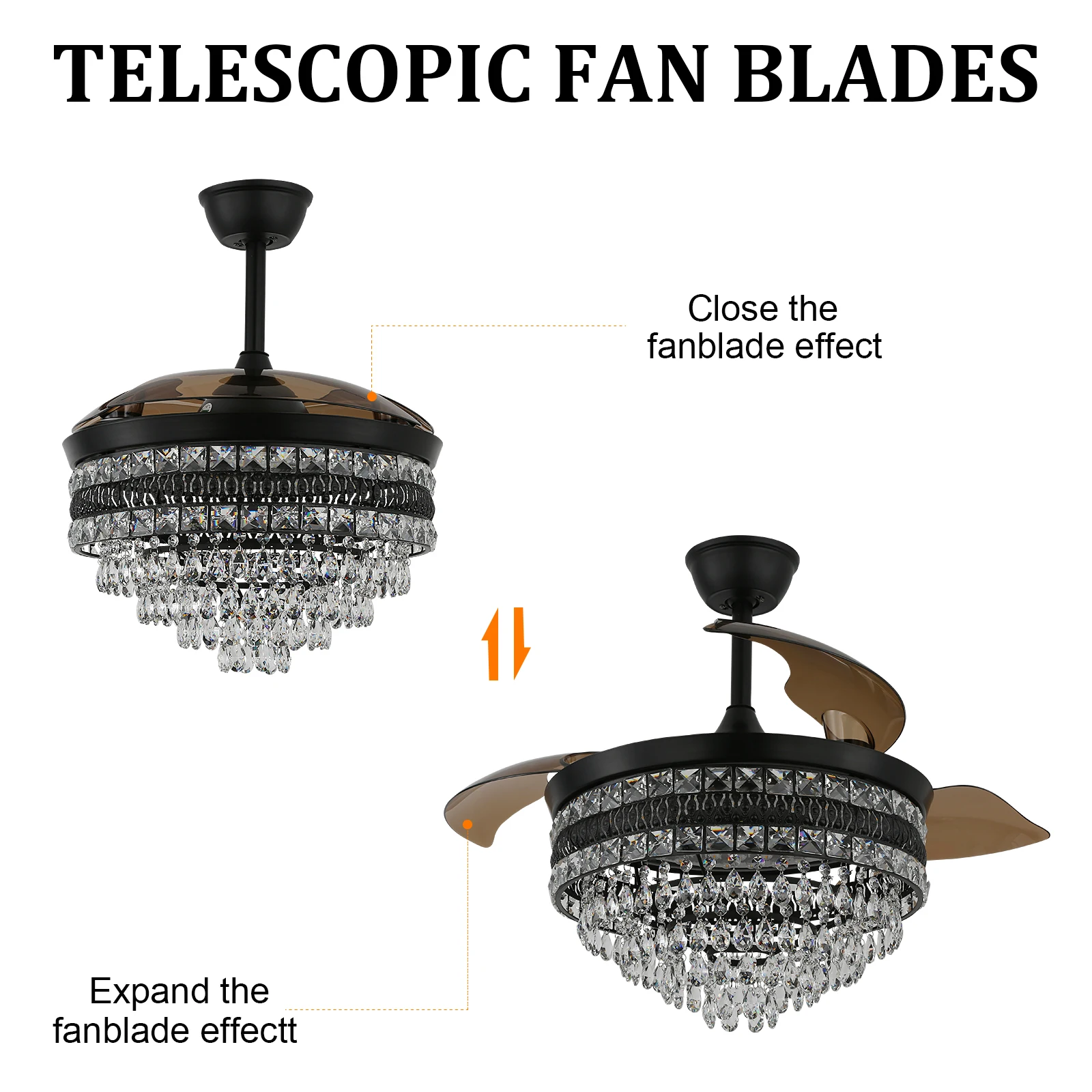 Modern Smart Ceiling Fan Chandelier Gold RC Adjustable 6 Speed Pendant Light Luminaire Bedroom 3 Heads Led Fandelier Lamp Indoor
