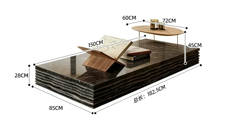 Italian light luxury natural marble coffee table rectangular designer