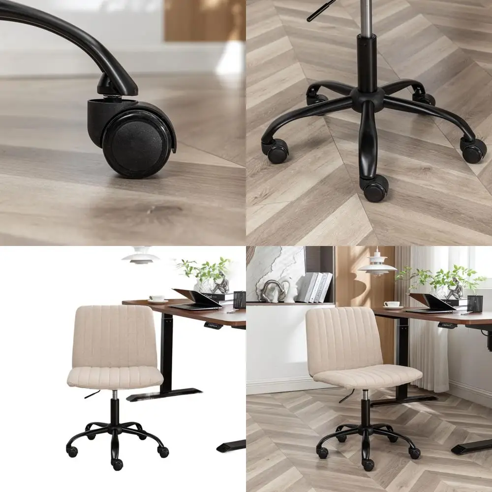 

Breathable Fabric Swivel Chair, 360° Rotation, Adjustable Height, Beige for Home Office